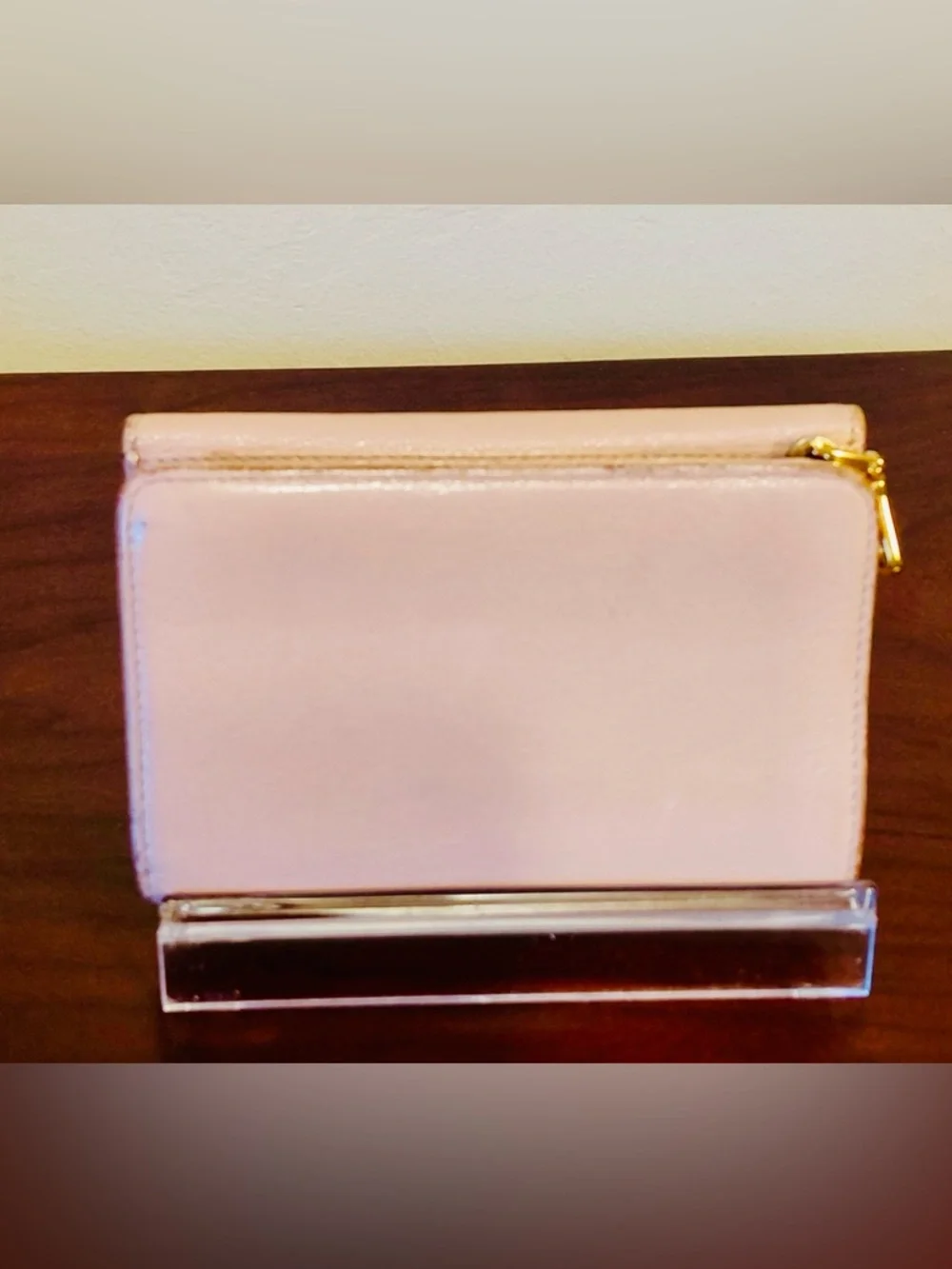 Miu Miu Madras Fiocco Trifold Wallet Blush Pink Leather Bow COA Authentic -GUC - Picture 3 of 15